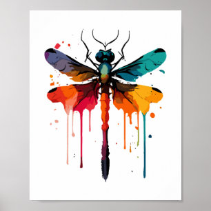 farbenfrohe Libelle Poster