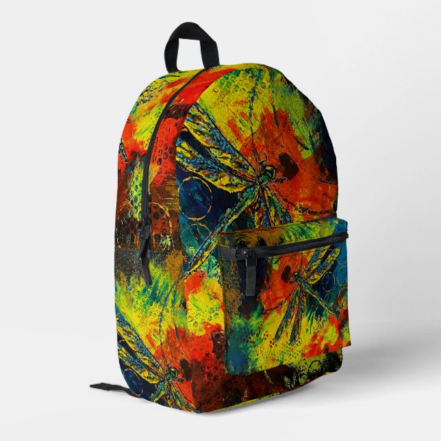 Farbenfrohe Libelle-Rucksack Bedruckter Rucksack (Rückseitige Ecke links)