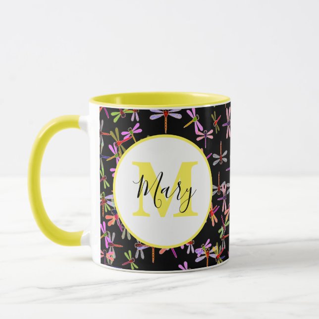 farbenfrohe Libellen, personalisierter Schleim Tasse (Links)