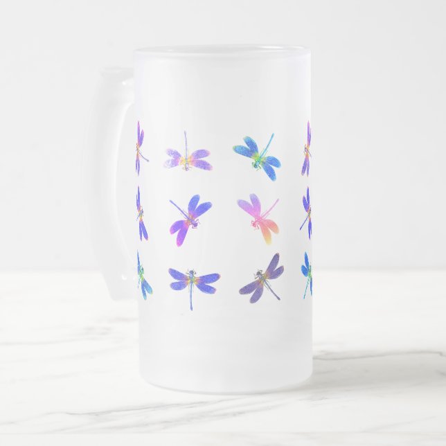 Farbenfrohe LibellenFrostvolle Tasse (Vorderseite Links)