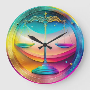 Farbenfrohe Libra Zodiac Wall Clock Große Wanduhr