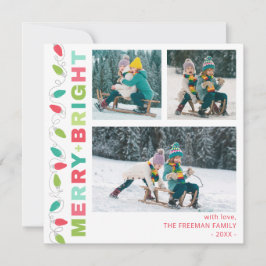 Farbenfrohe Lichter Merry + Helle Foto-Karte Feiertagskarte