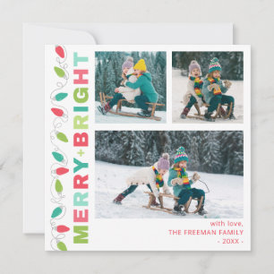 Farbenfrohe Lichter Merry + Helle Foto-Karte Feiertagskarte
