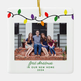 Farbenfrohe Lichter New Zuhause First Christmas Keramikornament