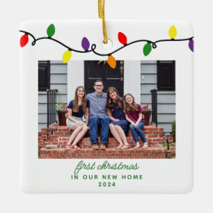 Farbenfrohe Lichter New Zuhause First Christmas Keramikornament