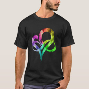 Farbenfrohe Lichter Unendlichkeit Herz Poly Pride  T-Shirt