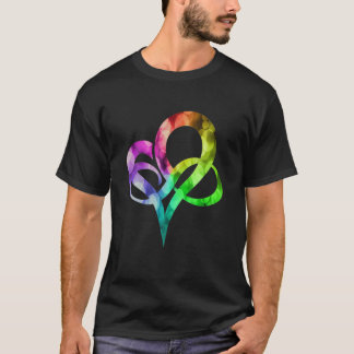 Farbenfrohe Lichter Unendlichkeit Herz Poly Pride  T-Shirt