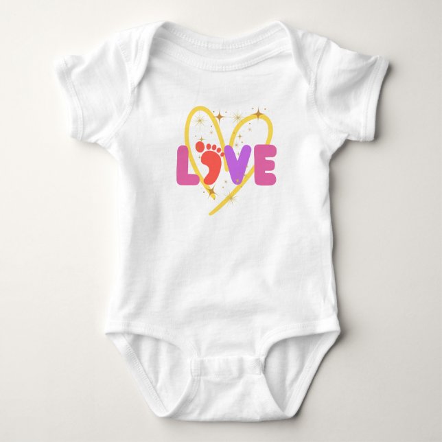 Farbenfrohe Liebe Baby T - Shirt mit Herz (Vorderseite)