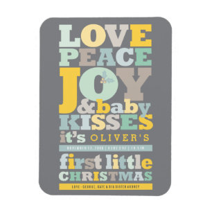 Farbenfrohe Liebe Frieden Freude und Baby Kisses B Magnet