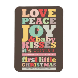 Farbenfrohe Liebe Frieden Freude und Baby Kisses B Magnet