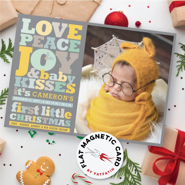 Farbenfrohe Liebe Frieden Freude und Baby Kisses F Magnetkarte (Von Creator hochgeladen)