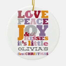 Farbenfrohe Liebe Frieden Freude und Baby Kisses N Keramik Ornament