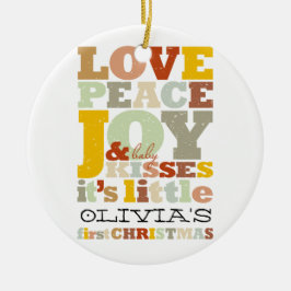 Farbenfrohe Liebe Frieden Freude und Baby Kisses N Keramikornament