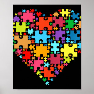 Farbenfrohe Liebe Herzform - Puzzle Autismus Aware Poster