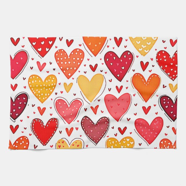 Farbenfrohe Liebe Muster Geschirrtuch (Horizontal)