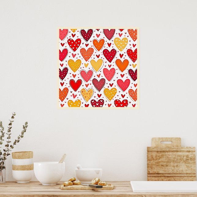 Farbenfrohe Liebe Muster Poster (Küche)