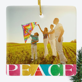 farbenfrohe LIEBE PEACE JOY fröhliche Weihnachten  Keramikornament
