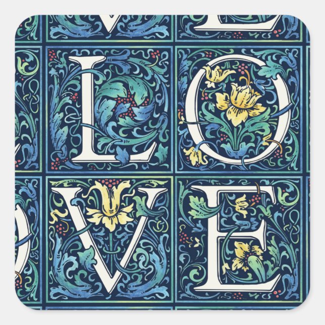 Farbenfrohe LIEBE Quadratischer Aufkleber (Vorderseite)