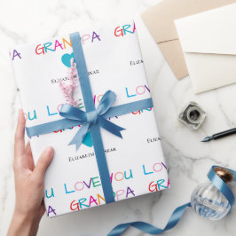 Farbenfrohe "Liebe You Opa" - Spaß & Herz Geschenkpapier