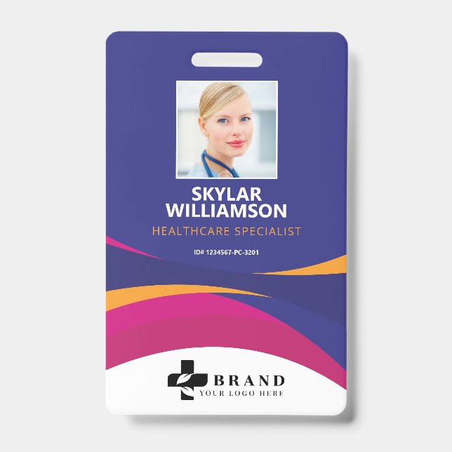 Farbenfrohe Lila Blende Design Medizinische ID und Ausweis (Vorderseite)