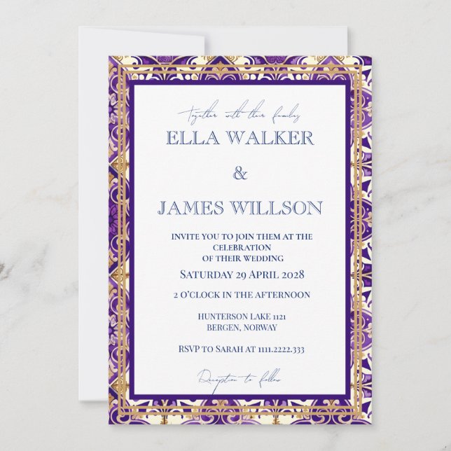 Farbenfrohe Lila Frühlingsmischung und Match-Hochz Einladung (Vorderseite)