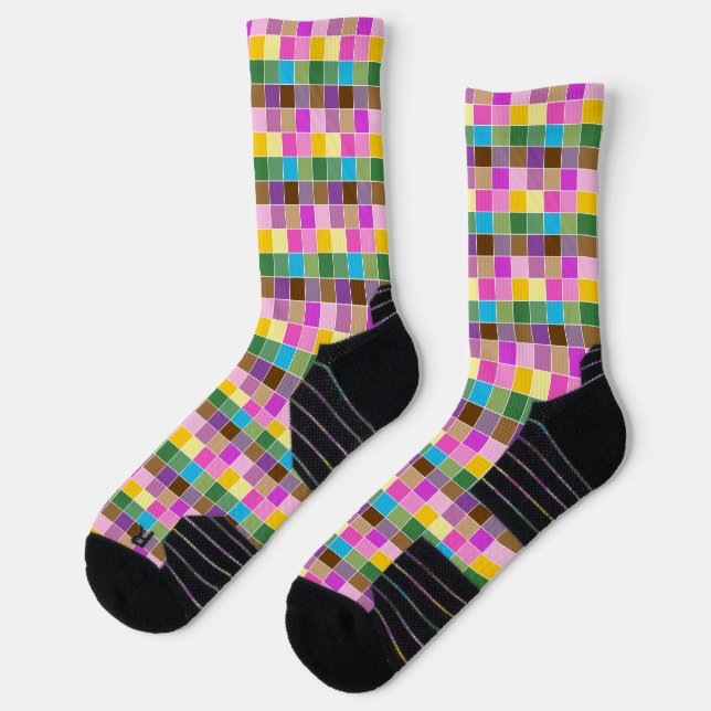 Farbenfrohe Lila Karo Micros Muster Stilvoll Socken (Links)