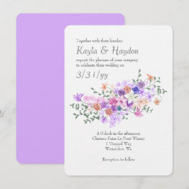 Farbenfrohe Lilac, Pink, Peach, Blue Rose Bouquet Einladung