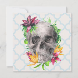 Farbenfrohe Lily Floral Skull Gothic Gruß Karte