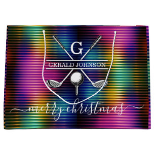 Farbenfrohe Linien Custom Elegantes Golf Monogram Große Geschenktüte