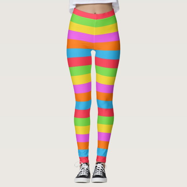Farbenfrohe Linien Rainbow Patel Farbe Leggings (Vorderseite)