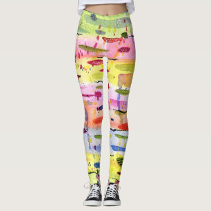 Farbenfrohe Linien Wasserfarben Abstrakt Leggings