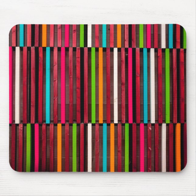 Farbenfrohe Linien Wood Blue Orange Muster Fun Mousepad (Vorne)