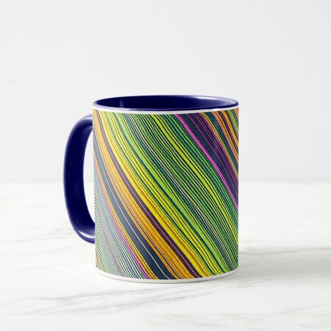 Farbenfrohe Linienmuster-Kaffeetasse Tasse (Vorderseite Links)
