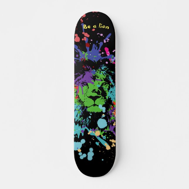 Farbenfrohe Lion Paint Artistic Splash Skateboard (Vorne)