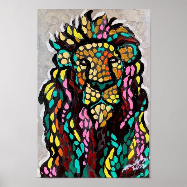 Farbenfrohe Lion Painting Design Poster (Vorne)