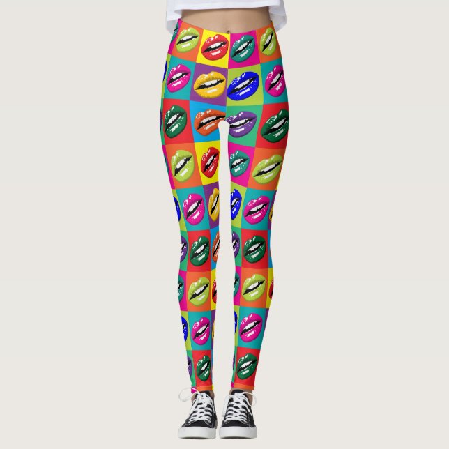 Farbenfrohe Lips Whimsical All-Over-Print-Leggings Leggings (Vorderseite)