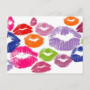 Farbenfrohe Lipstick Kisses Lippfarbe Postkarte