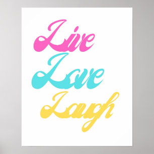 Farbenfrohe Live-Liebe Laugh Script Poster   fröhl