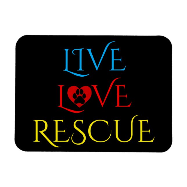 Farbenfrohe Live Liebe Rescue Pet Adoption Magnet (Horizontal)
