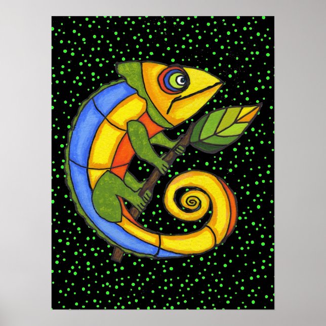 Farbenfrohe Lizard auf einer Zweigstelle Original  Poster (Vorne)