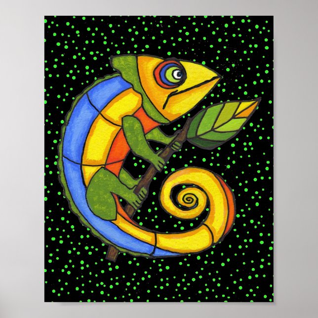 Farbenfrohe Lizard auf einer Zweigstelle Original  Poster (Vorne)