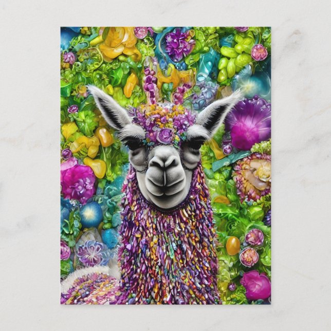 Farbenfrohe Llama Postkarte (Vorderseite)