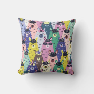 Farbenfrohe Llamas Childish Seamless Hintergrund Kissen