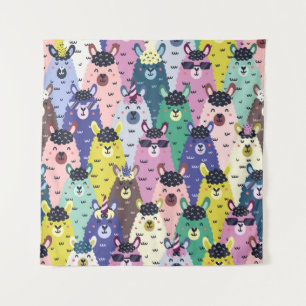 Farbenfrohe Llamas Childish Seamless Hintergrund Wandteppich