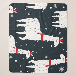 Farbenfrohe Llamas: Nahtloses Tiermotiv mit Schnee Sherpadecke