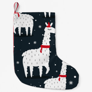 Farbenfrohe Llamas: Schneetier nahtlos. Kleiner Weihnachtsstrumpf