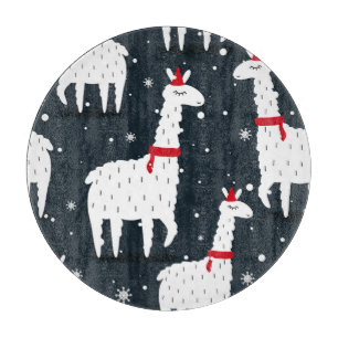 Farbenfrohe Llamas: Schneetier nahtlos. Schneidebrett