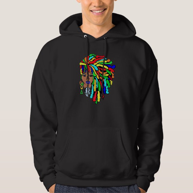 Farbenfrohe Locations Side Afro Dreadlocks Naturha Hoodie (Vorderseite)