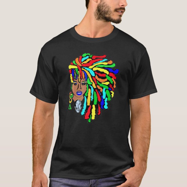 Farbenfrohe Locations Side Afro Dreadlocks Naturha T-Shirt (Vorderseite)