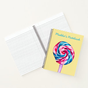 Farbenfrohe Lollipop Aquarellschrift Notizbuch